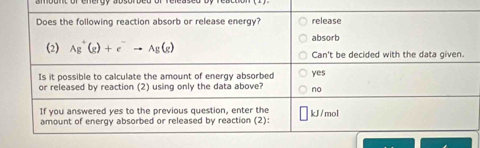 amount of energy absorbed