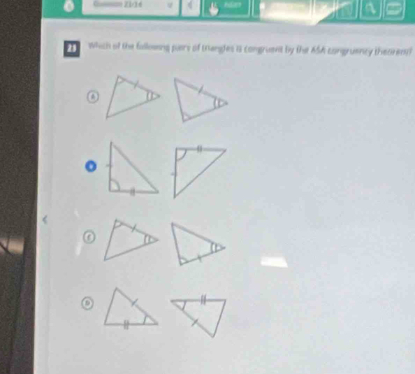 21/16
23 Which of the fallosing pars of tangles is congruent by the 656 congruenty theorent
o
0