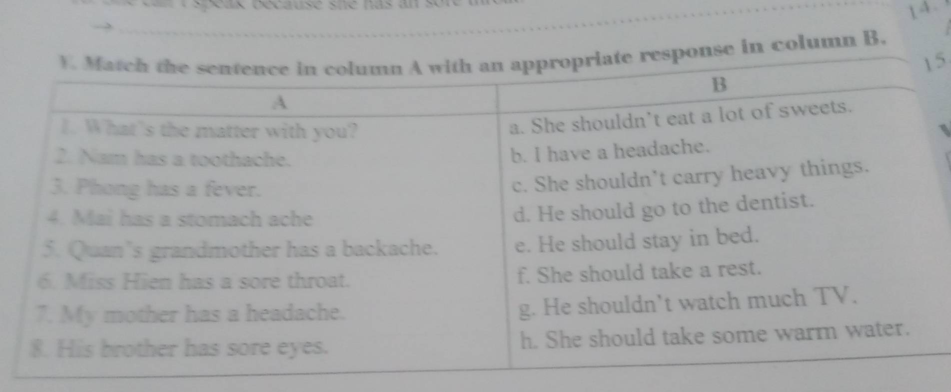 Speax bécause sne nas an s o n 
1 4 . 
column B. 
5