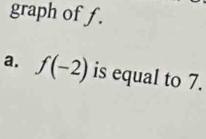 graph of f. 
a. f(-2) is equal to 7.