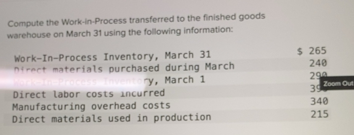 Solved: Compute the Work-in-Process transferred to the finished goods ...