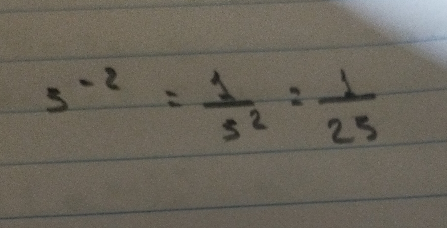 5^(-2)= 1/5^2 = 1/25 