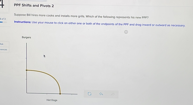 Solved: PPF Shifts and Pivots 2 Suppose Bill hires more cooks and ...