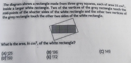 Solved: The diagram shows a rectangle made from three grey squares ...