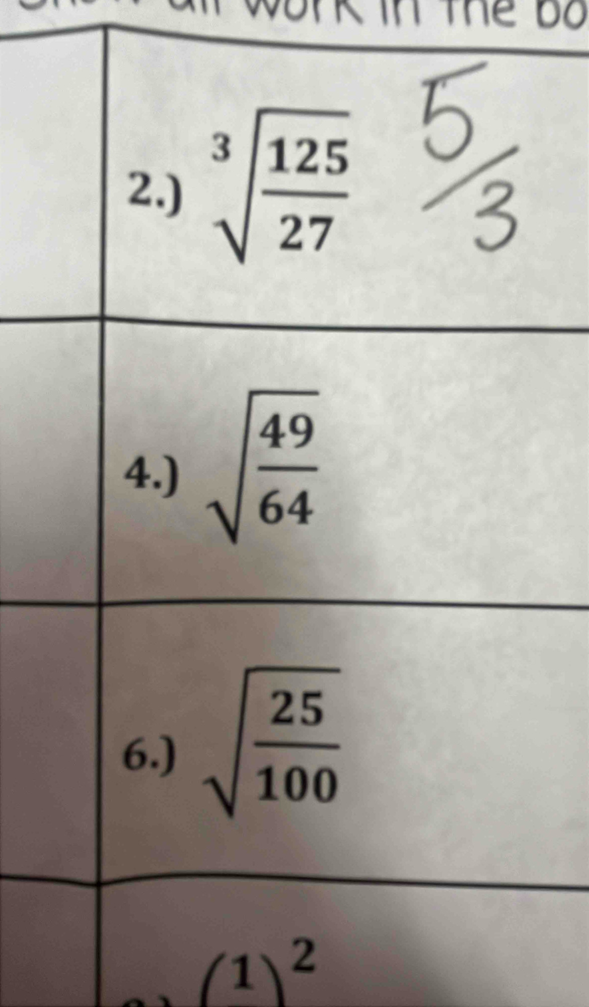 work in the bo
(1)^2