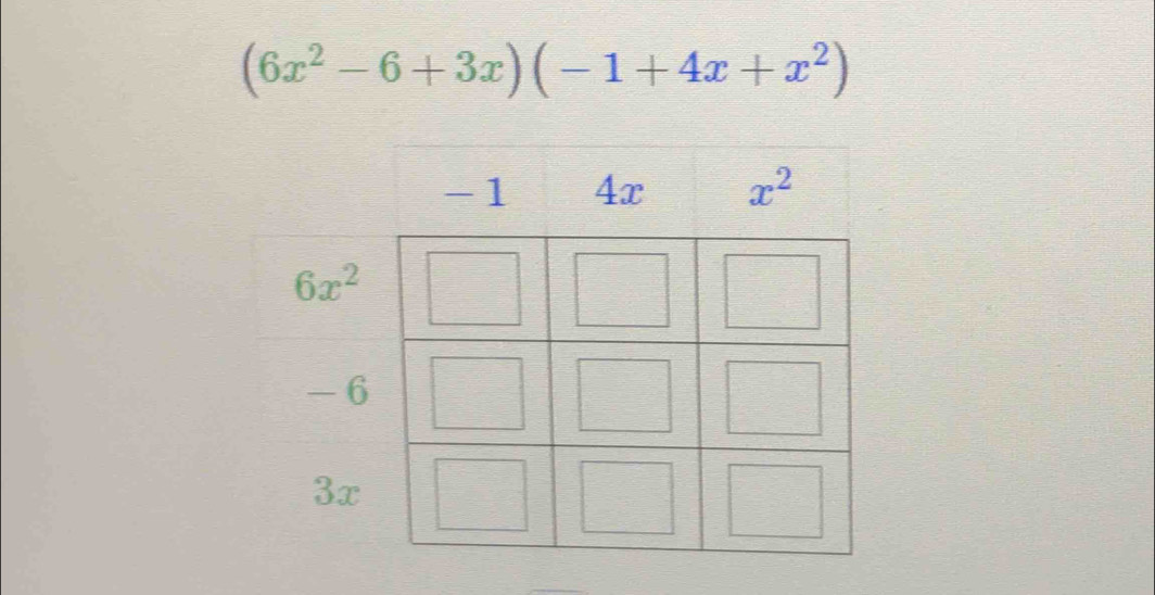 (6x^2-6+3x)(-1+4x+x^2)