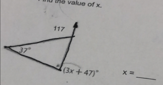 the value of x.
_
x=