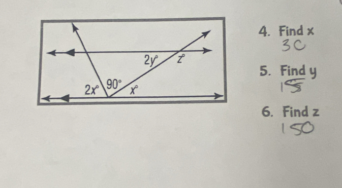 Find x
5. Find y
6. Find z