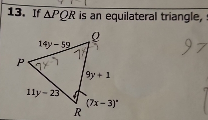 If △ PQR is an equilateral triangle, s