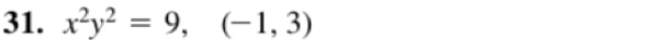 x^2y^2=9,(-1,3)