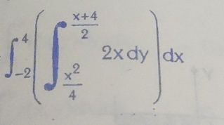 ∈t _(-2)^4(∈t _ x^2/4 ^ (x+4)/2 2xdy)dx