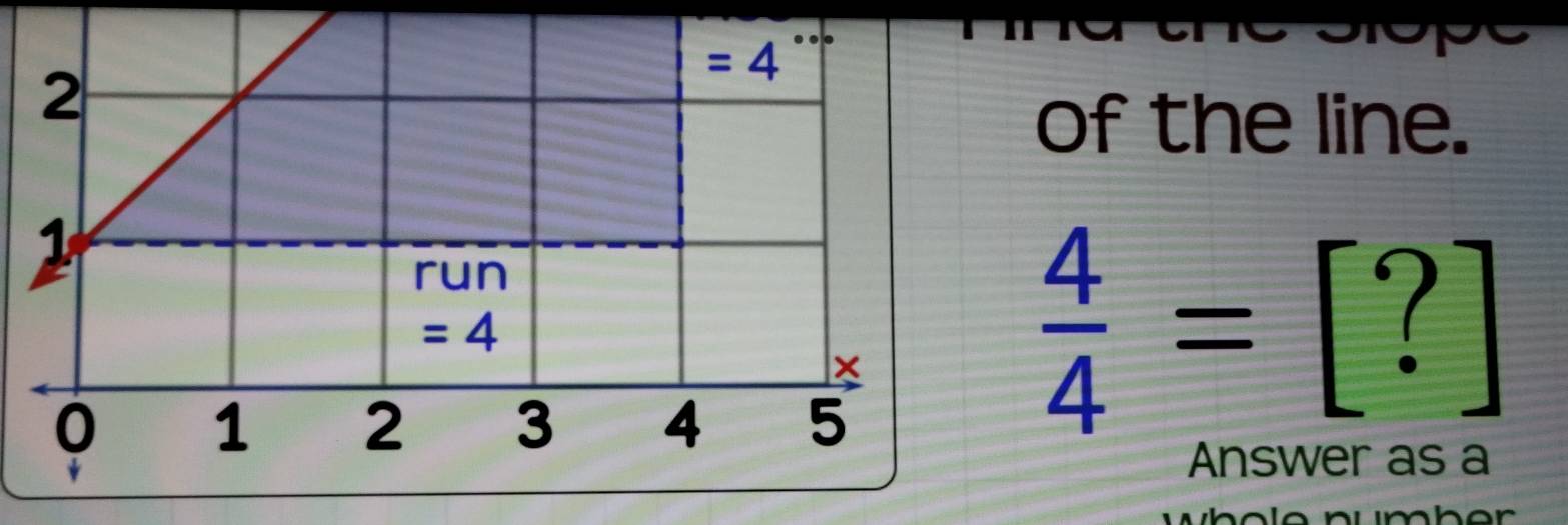 of the line.
 4/4 =[?]
Answer as a