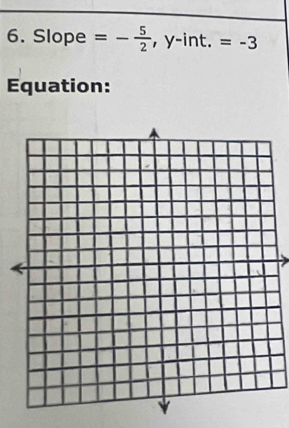 Slope =- 5/2  ,y-int.=-3
Equation: