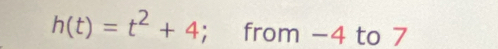 h(t)=t^2+4; from -4 to 7