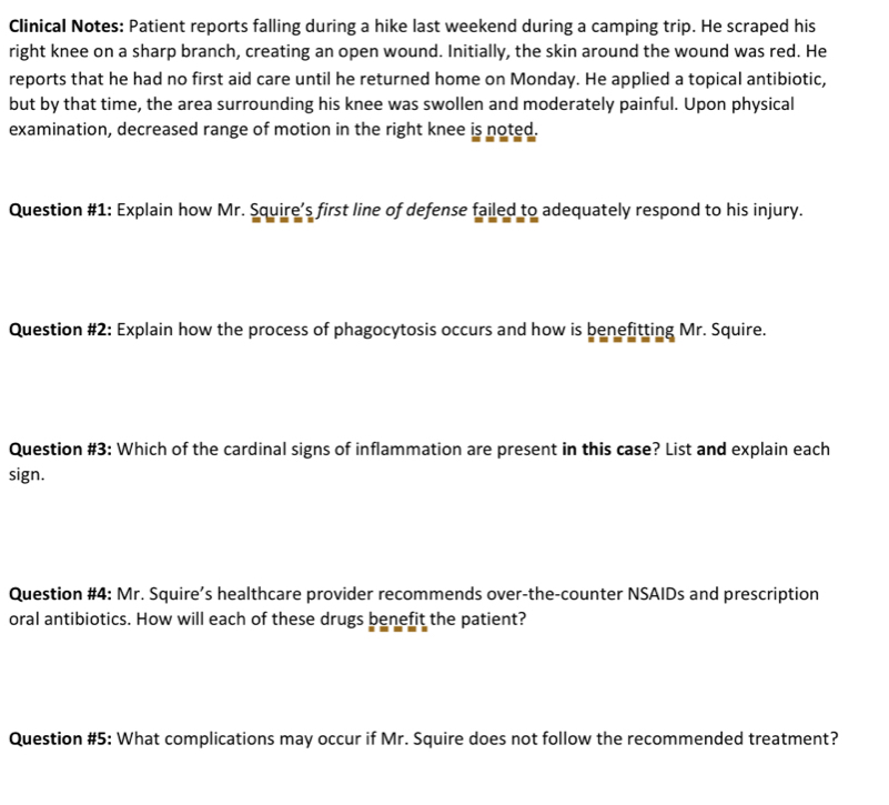 Solved: Clinical Notes: Patient reports falling during a hike last ...