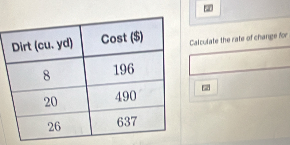 Calculate the rate of change for