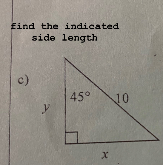 find the indicated 
side length
c)