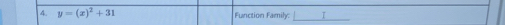 y=(x)^2+31 Function Family: I