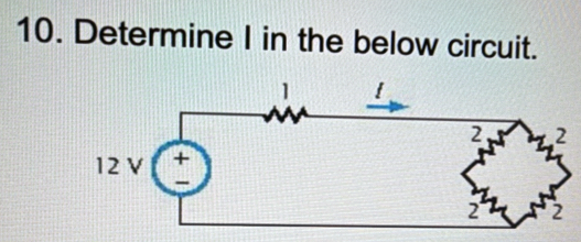 Determine I in the below circuit.