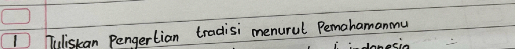 Tuliskan Pengertian tradisi menurul Pemahamanmu 
cIn