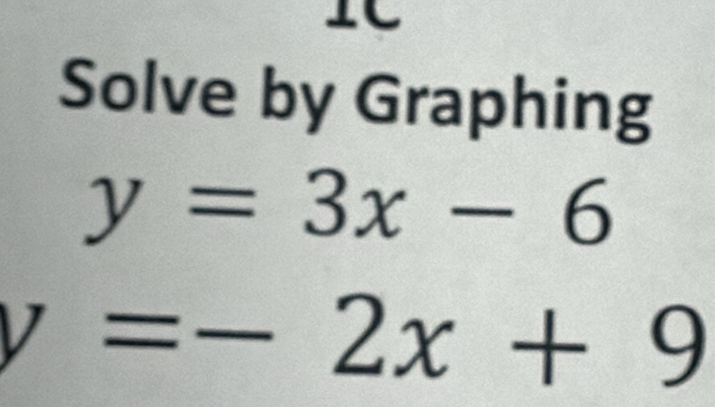 Solve by Graphing
y=3x-6
y=-2x+9