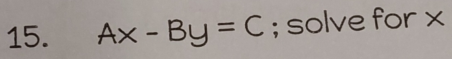 Ax-By=C; solve for x