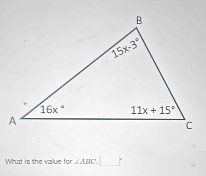 What is the value for ∠ ABC.□°