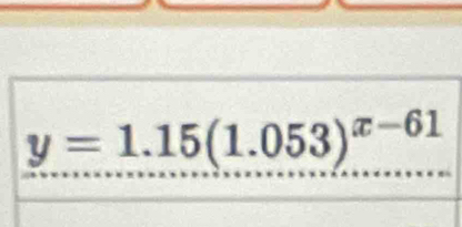 y=1.15(1.053)^x-61