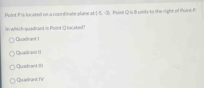 Solved: Point P is located on a coordinate plane at (-5,-3). Point Q is ...
