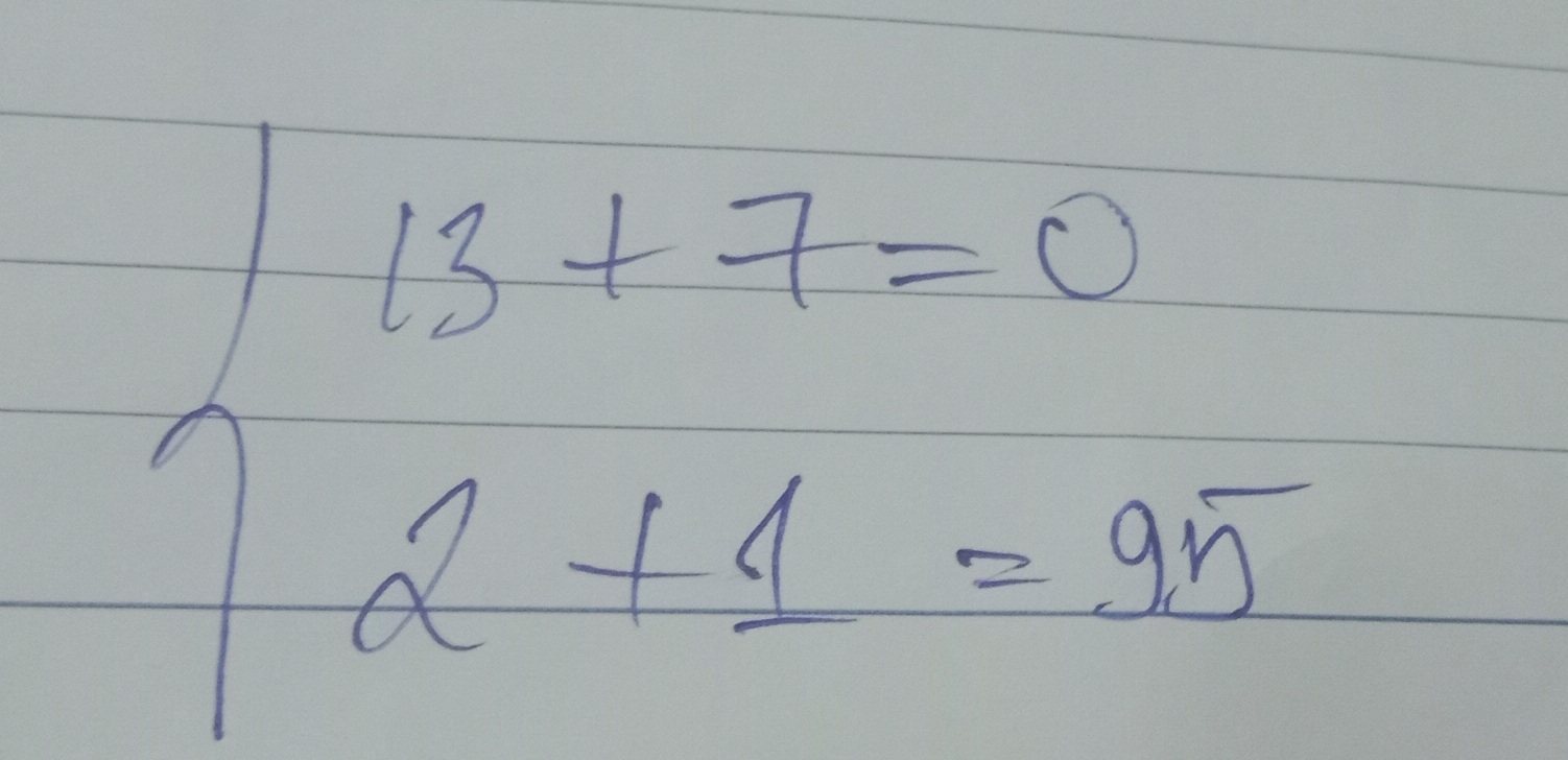 beginarrayl 13+7=0 2+1=95endarray.