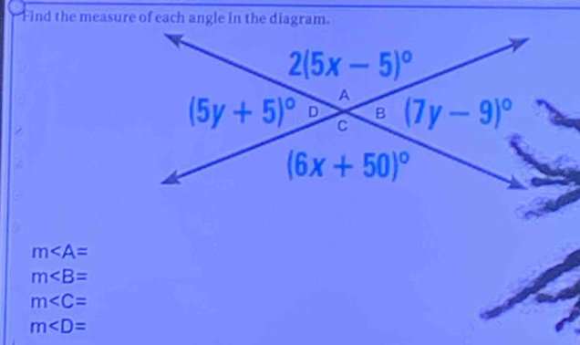 m∠ A=
m
m
m