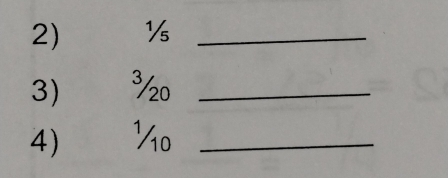 ½ _ 
3) ½0 _ 
4 ¼o _