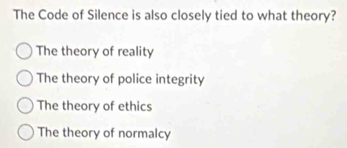 Solved: The Code of Silence is also closely tied to what theory? The ...
