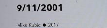 9/11/2001 
Mike Kubic ● 2017