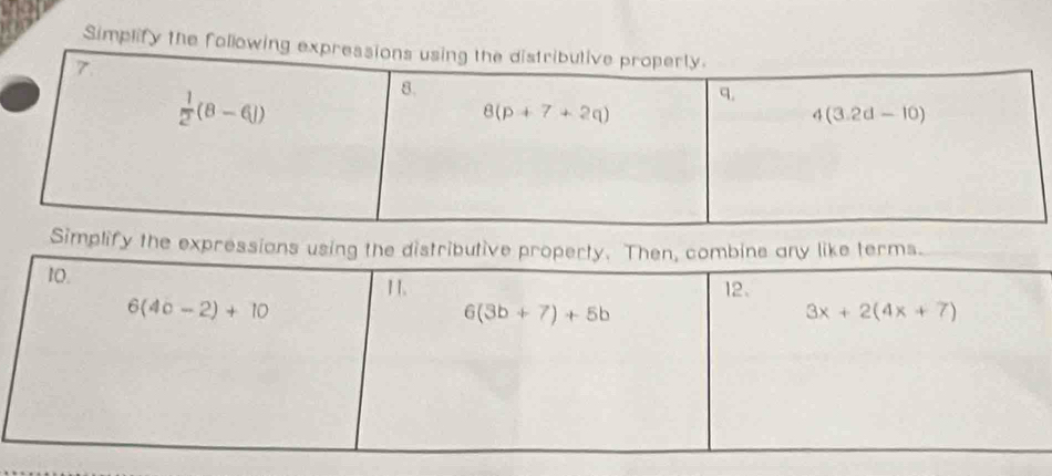 Simplify the follo
y the expressions