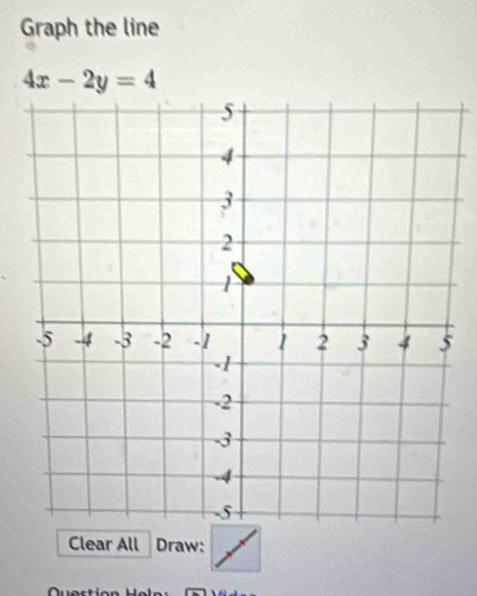 Graph the line
4x-2y=4
Clear All Draw: