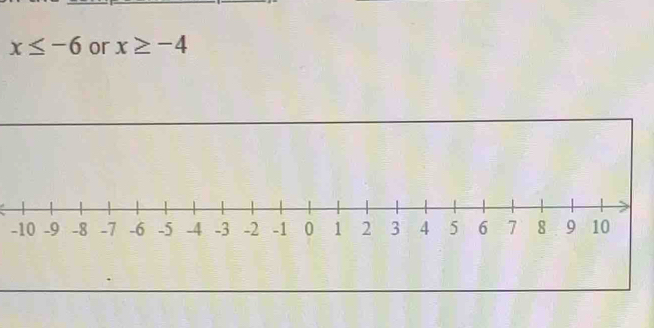 x≤ -6 or x≥ -4