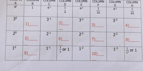 A B COLUMN COLUMN COLUMN COLUMN COLUMN