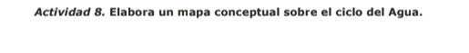 Actividad 8. Elabora un mapa conceptual sobre el ciclo del Agua.