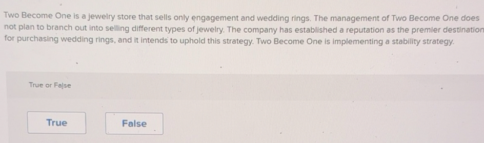 Solved: Two Become One is a jewelry store that sells only engagement ...