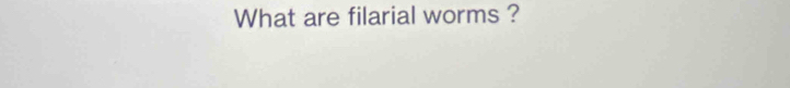 What are filarial worms ?