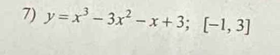 y=x^3-3x^2-x+3; [-1,3]