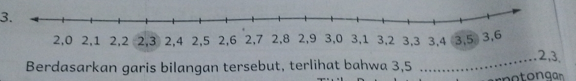 2, 3
Berdasarkan garis bilangan tersebut, terlihat bahwa 3, 5