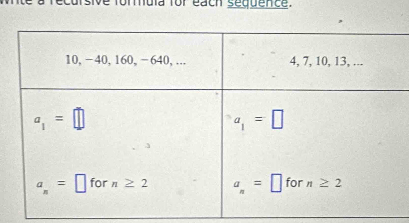 nula for each sequence.