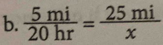  5mi/20hr = 25mi/x 