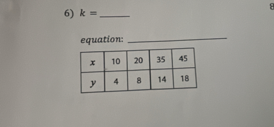 8 
6) k= _ 
equation:_