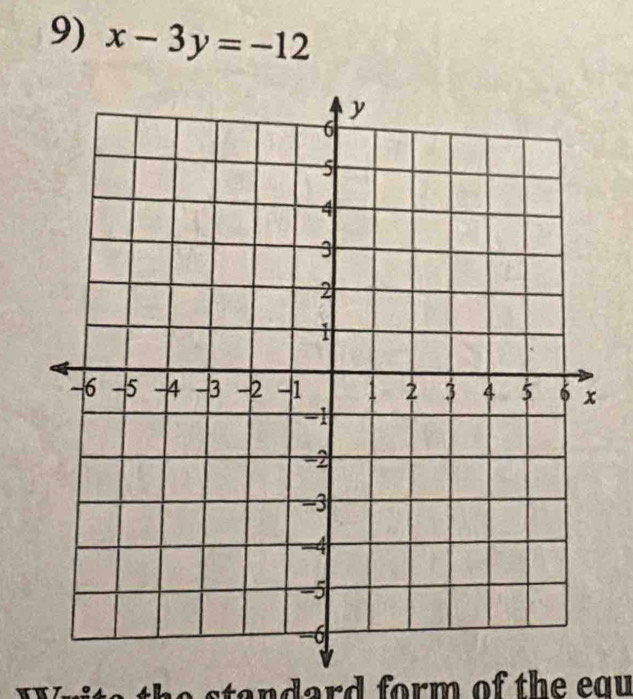 x-3y=-12
a a r d for m of th e ea u