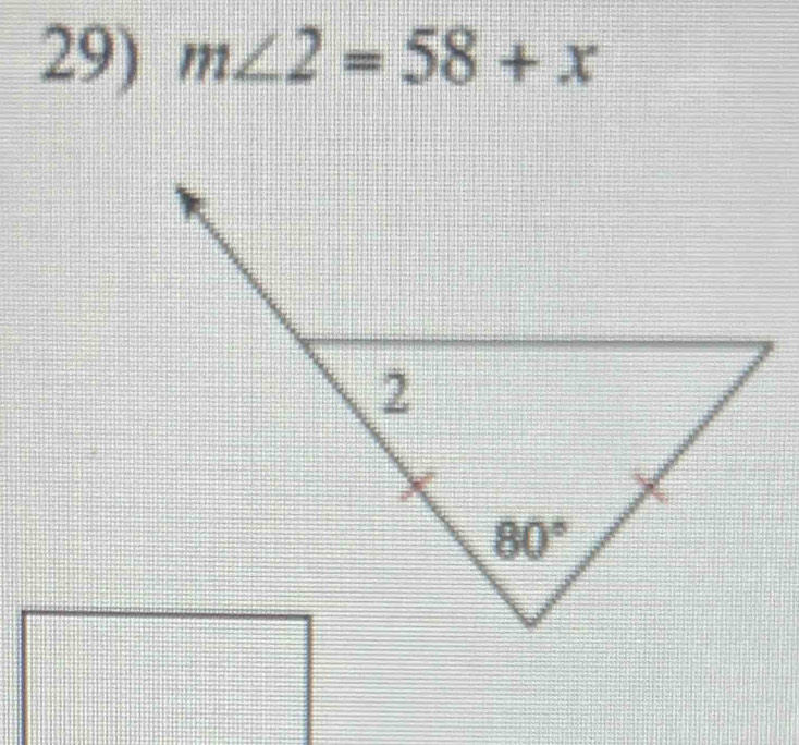 m∠ 2=58+x