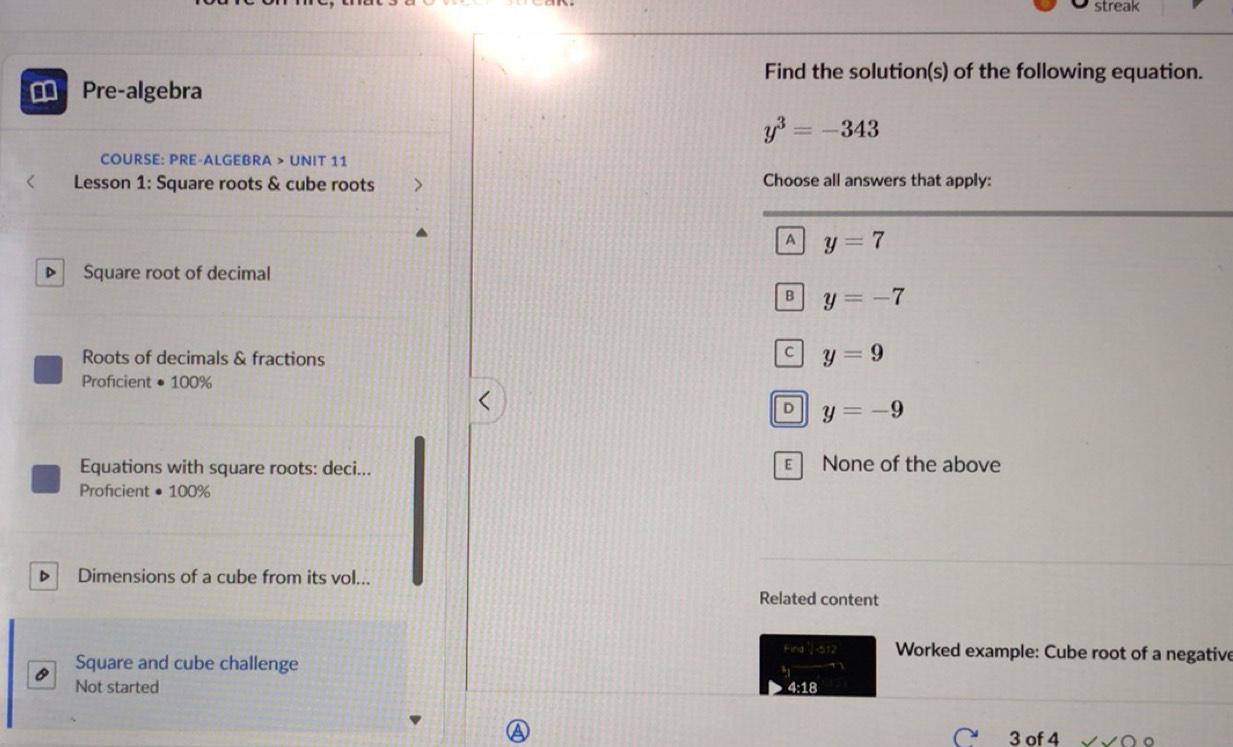 Solved: streak Find the solution(s) of the following equation. Pre ...