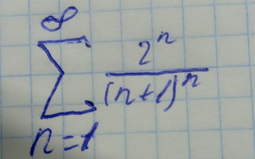 sumlimits _(n=1)^(∈fty)frac 2^n(n+1)^n